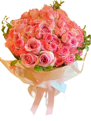 **KBQ520** Pink Angel roses Round Bouquet<br>粉紅玫瑰小玫瑰圓形花束 