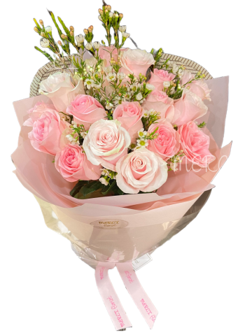**KBQ524** Pink and Light Pink Rroses Round Bouquet <br>粉玫瑰, 淡粉玫瑰圓形花束 