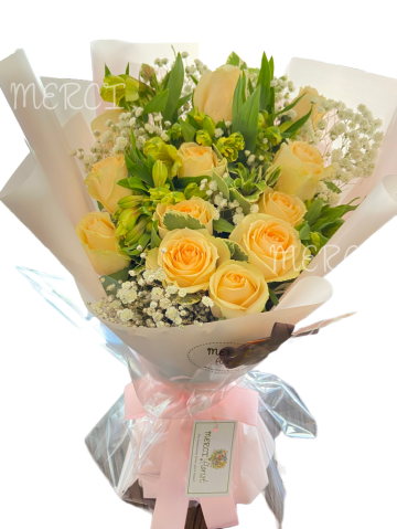 **KBQ552** Classic Champagne Roses Long Bouquet <br>經典香檳玫瑰長形花束 