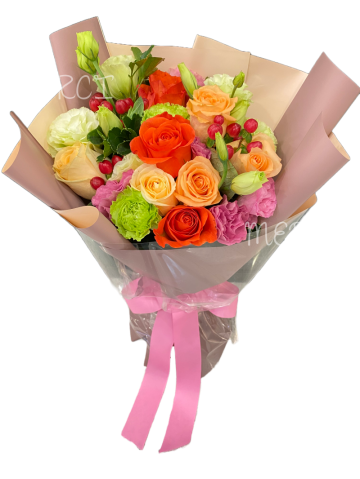 **KBQ574** Orange roses Long Bouquet<br>橙色玫瑰長形花束 